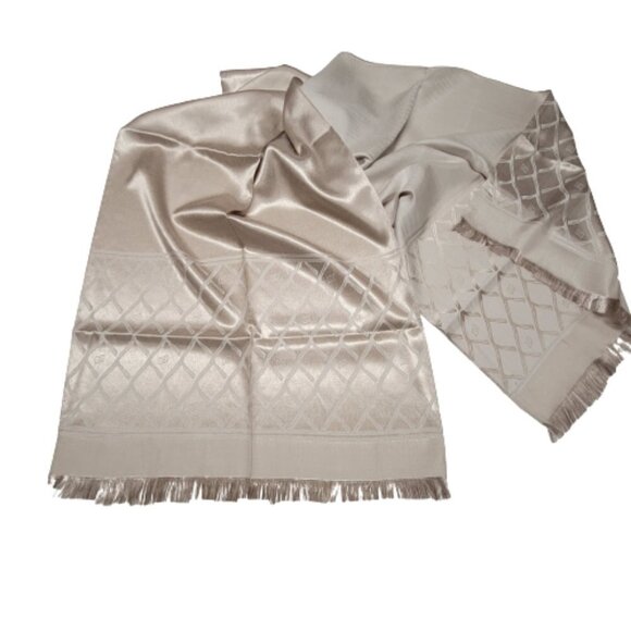 Tan Champagne Scarf Long Rectangular NEW - Picture 3 of 8
